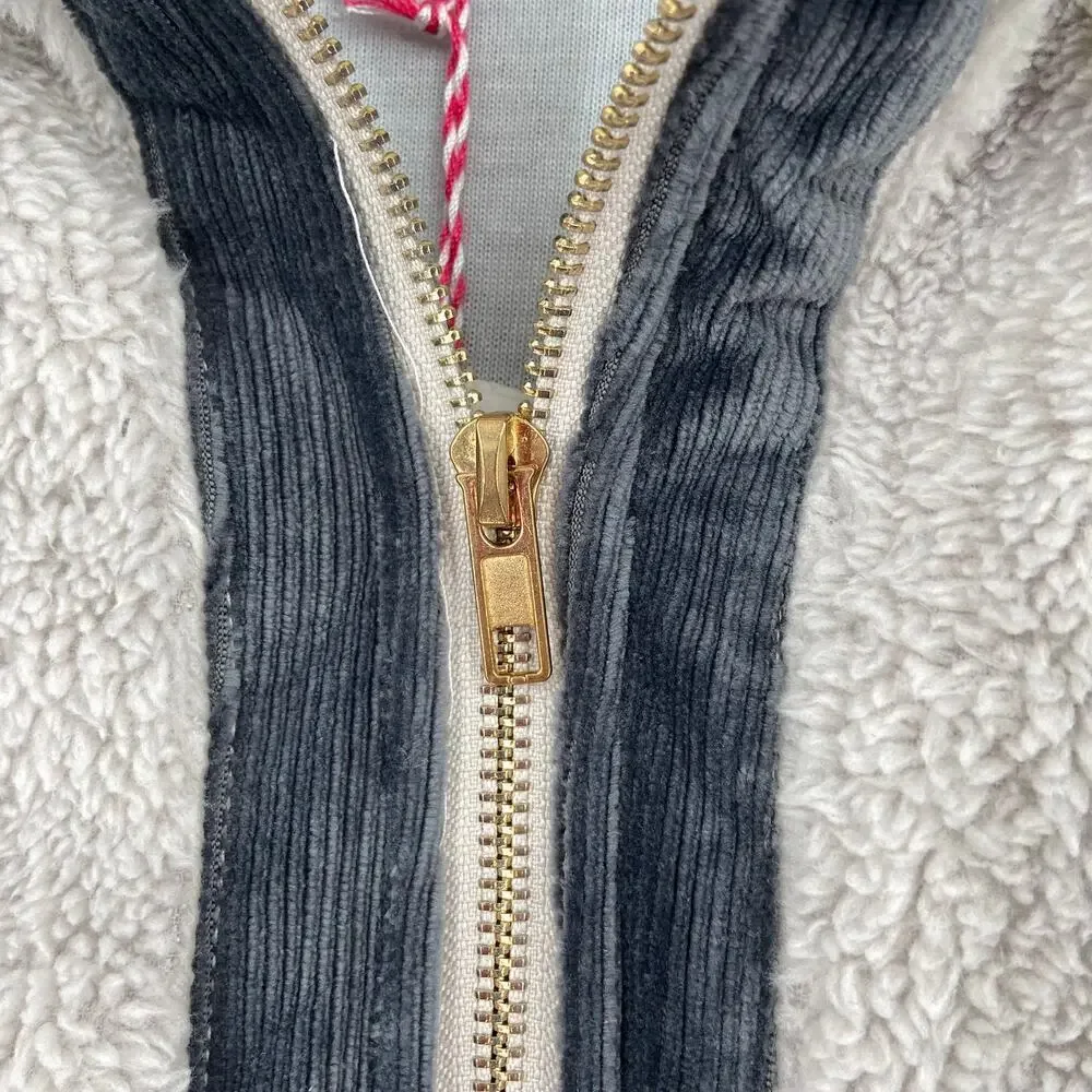 Umgee Teddy Vest Size S Gray Plush Fleece Fully Lined Ribbed Trim Gray Full Zip
